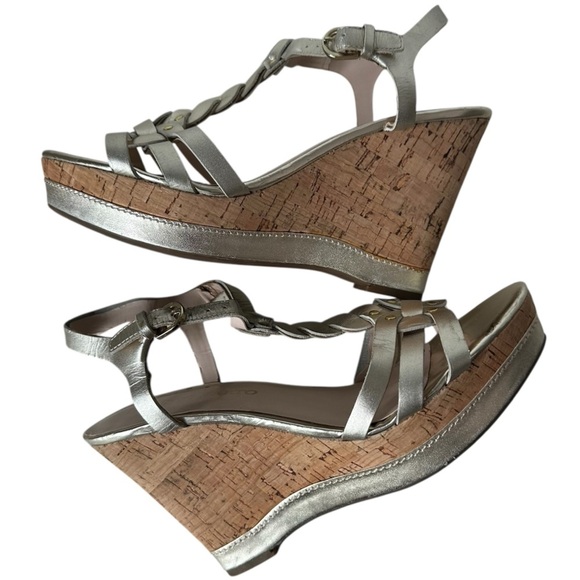 Franco Sarto Metallic Gold Suzy Cork Wedge Sandals, 7.5 - Picture 2 of 10